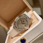 Hublot Geneve Women's Watches Lady 33mm Swiss Ronda Quartz Movement Crocodile Leather Strap Iced Out Watch